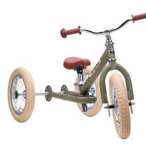 Pierwszy rowerek trójkołowy dziecięcy biegowy 2w1 zielony matowy Trybike