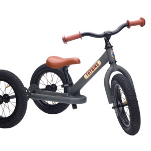 Pierwszy rowerek trójkołowy dziecięcy biegowy 2w1 szary matowy Trybike