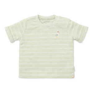 Little Dutch T-shirt frotte z krótkim rękawem Farm Green Stripes - 104 CL24021023