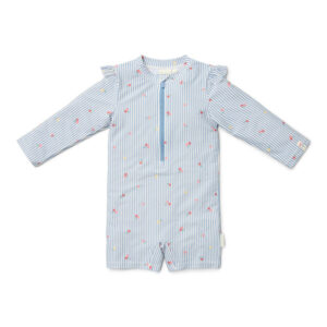 Little Dutch Swimsuit z długim rękawem Sunny Flowers Blue - 74/80