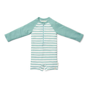 Little Dutch Swimsuit z długim rękawem Stripes Surf Blue - 74/80