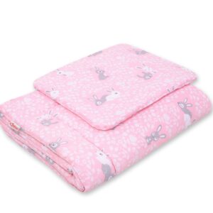 Komplet pościeli dla niemowląt z wypełnieniem 2-cz 75x100cm NEWBORN - króliczki różowe