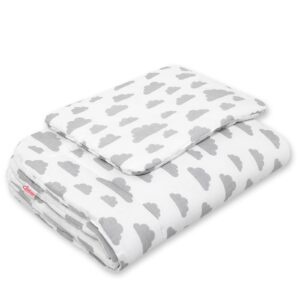 Komplet pościeli dla niemowląt z wypełnieniem 2-cz 75x100cm NEWBORN - chmurki szare