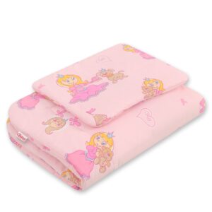 Komplet pościeli dla niemowląt z wypełnieniem 2-cz 75x100cm NEWBORN - księżniczki różowe