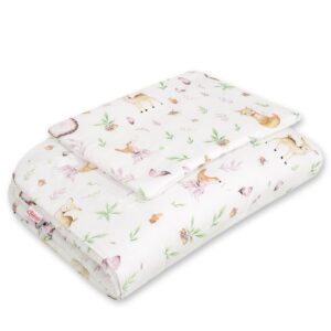 Komplet pościeli dla niemowląt z wypełnieniem 2-cz 75x100cm NEWBORN - leśna delikatność