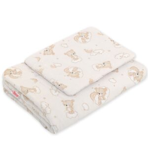Komplet pościeli dla niemowląt z wypełnieniem 2-cz 75x100cm NEWBORN - Rainbow beige bear